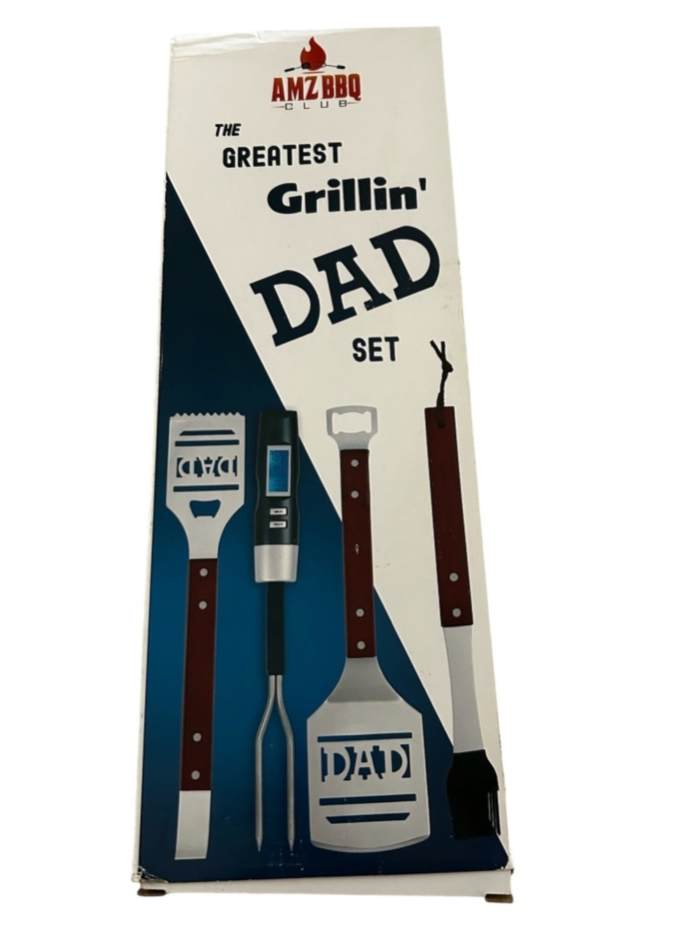 Father's Day Gift BBQ Grill Tools Set Gift for Dad 4 Pcs Number 1 Dad Tongs, Spa